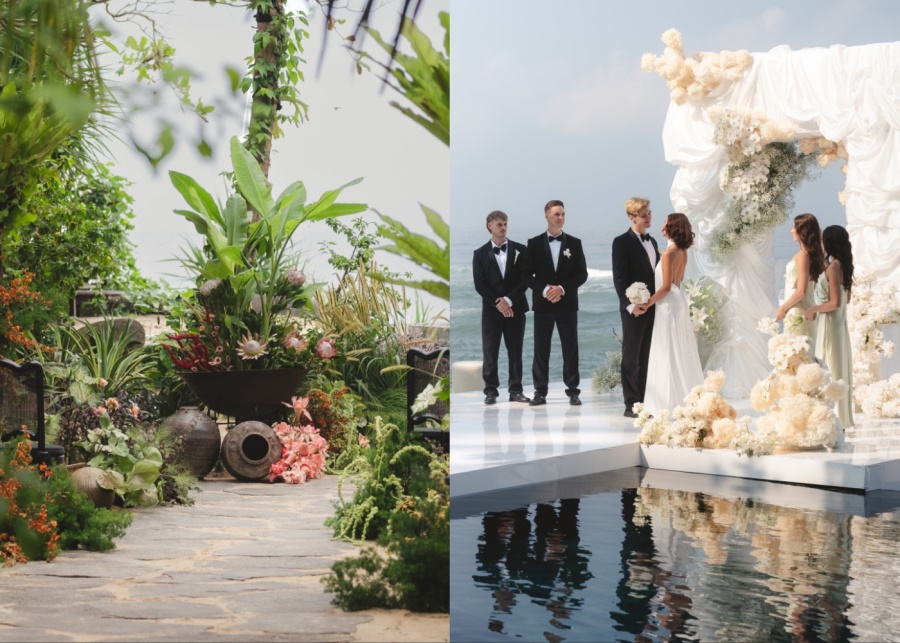 Wedding ceremony at The Seed provate villa estate in Candidasa, Bali, indonesia