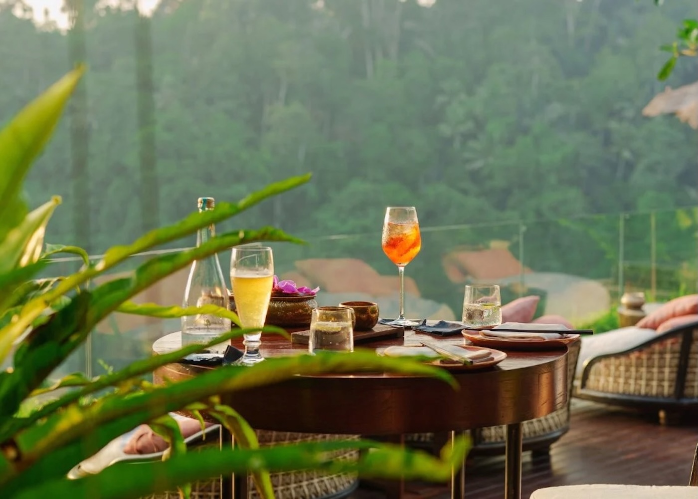 Sunset cocktails at Ambar bar at Manadapa Ritz Carlton - one of the best cocktail bars in Ubud, Bali, Indonesia