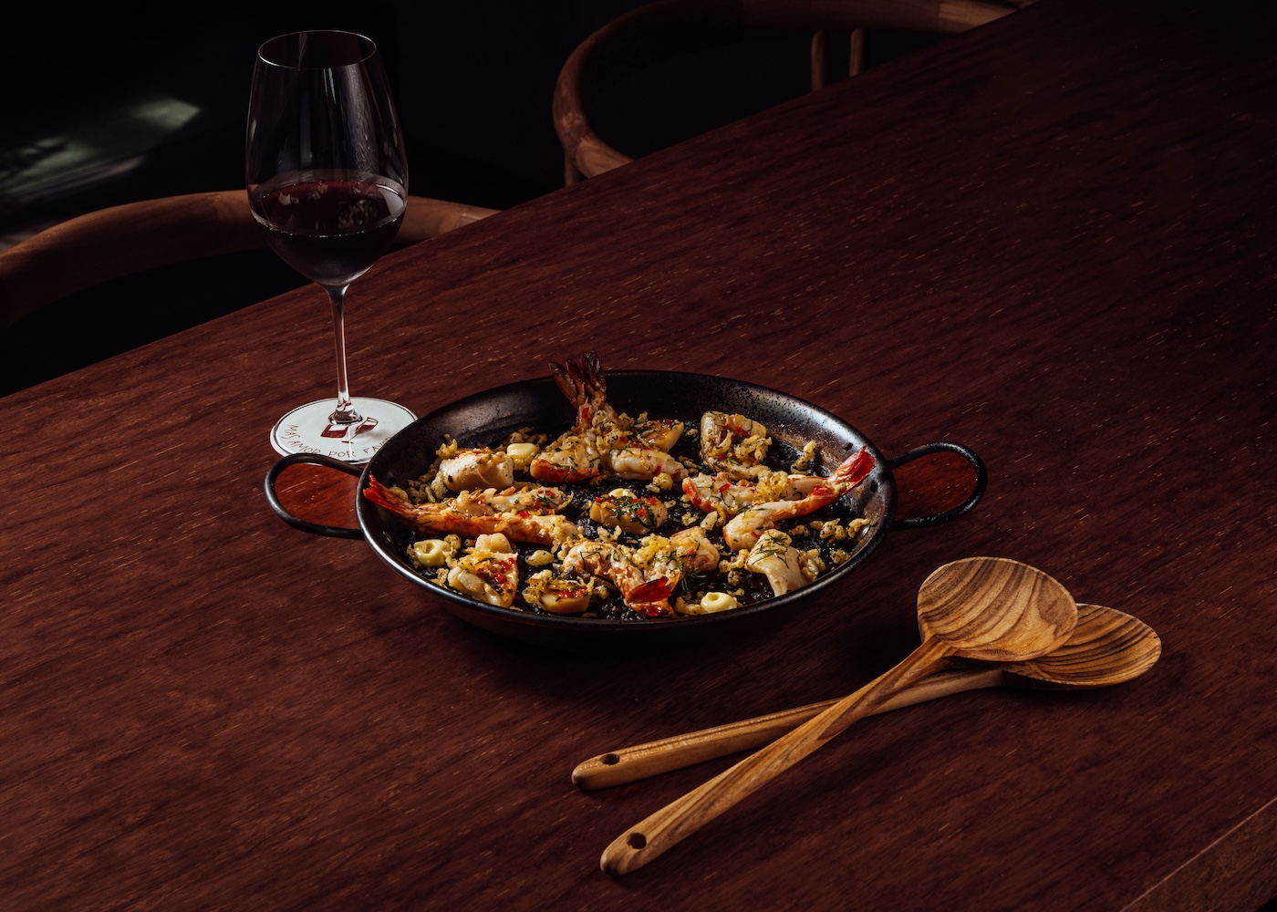 Squid Ink Paella at Sazon Spanish restaurant in Canggu Bali Indonesia