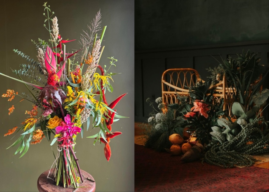 Hand bouquet and centre piece from Cultivar - a flower shop in Sanur, with delivery across Bali