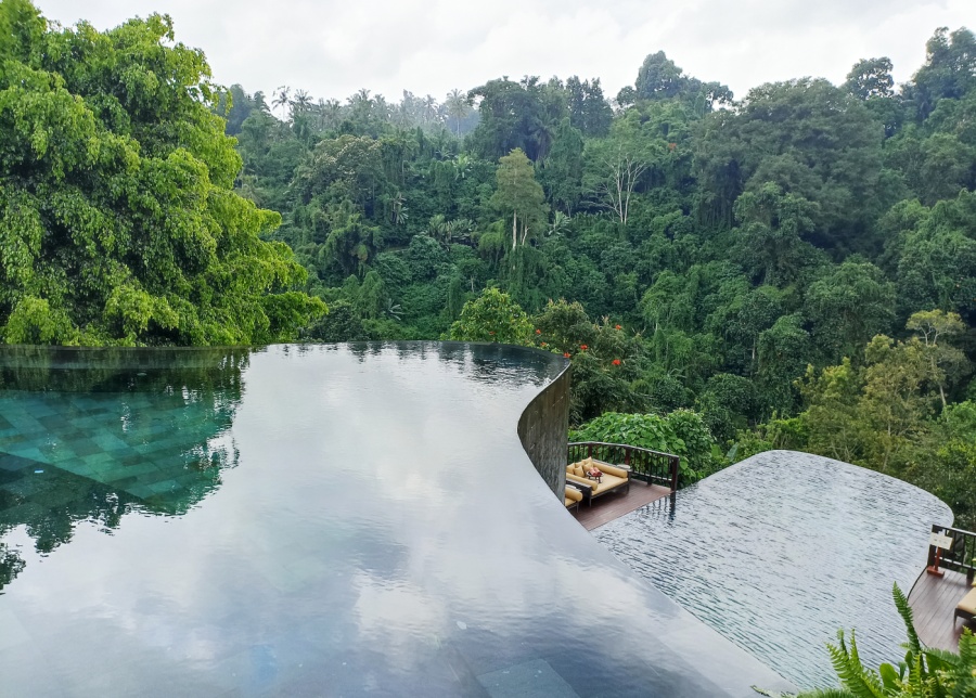 The Instagram-famous infinity pool at Hanging Gardens of Bali Indonesia, in Ubud
