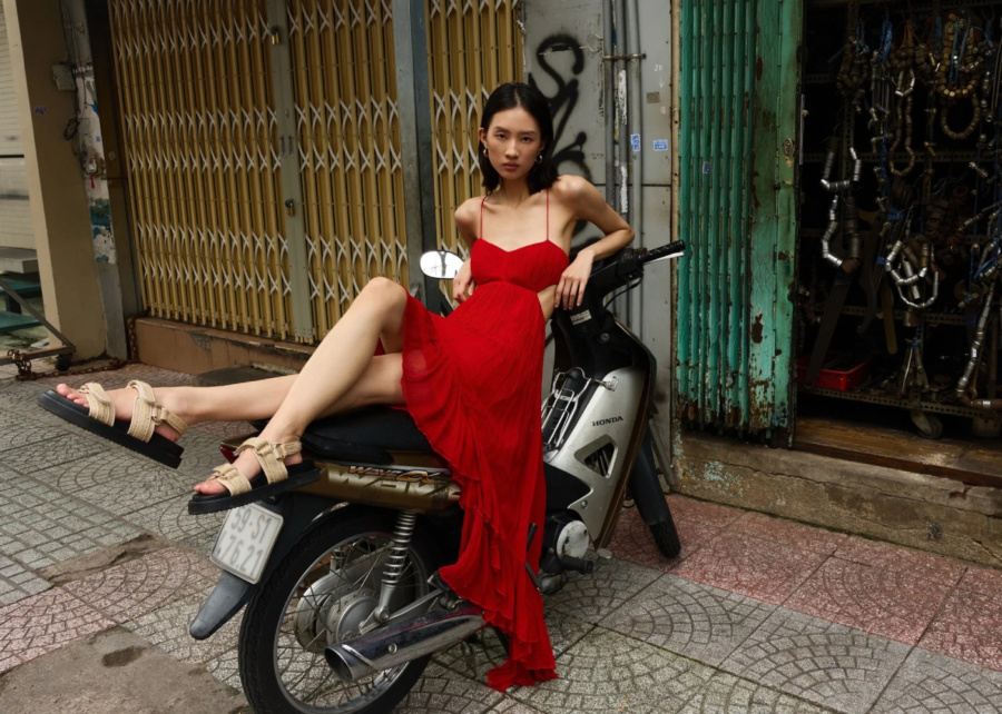 Magali Pascal red dress with cutouts - fashion brand to shop in Canggu, Bali, Indonesia