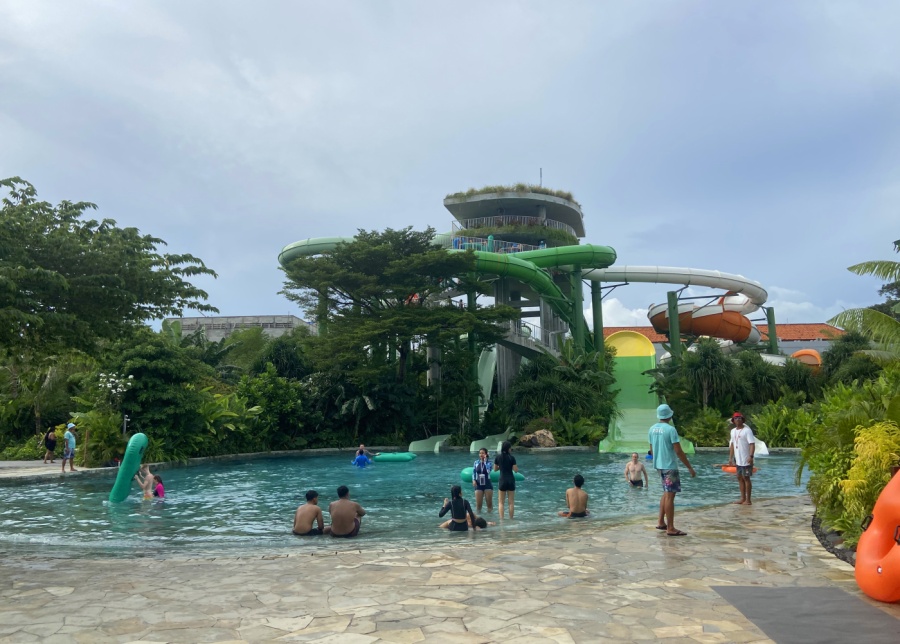 The family friendly waterslide at Waterbom Water park in Kuta, Bali