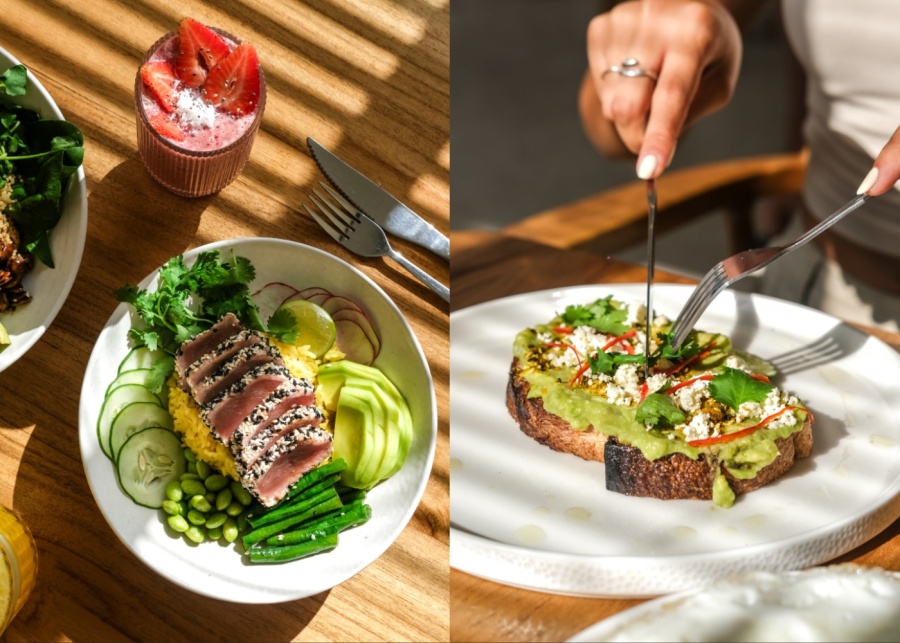 Breakfast plates at Nude Cafe, located in Berawa, Canggu and Pererenan, Bali, Indonesia