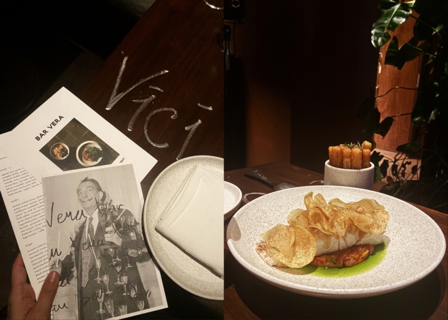 Pan-fried Barramundi for dinner at Bar Vera restaurant at Further Hotel in Pererenan, Canggu, Bali