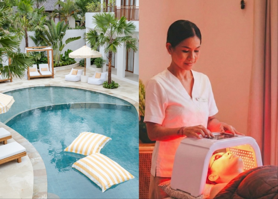 Pool and red light therapy for longevity at Goddess Retreats in Seminyak, Bali - for women only