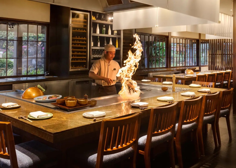 The teppanyaki station at Nampu Japanese restaurant in Nusa Dua, inside Grand Hyatt Bali