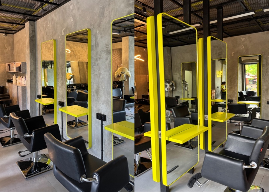 industrial interiors of Hair Canggu - a top hair salon in Bali, indonesia