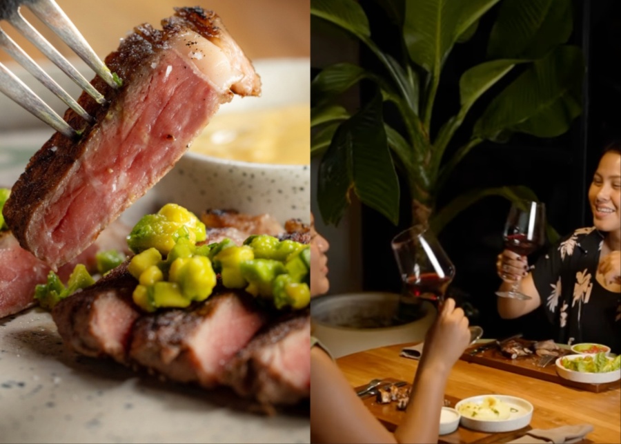 Steak, wine and dining at The Avocado Factory - a dinner restaurant in Canggu, Bali, Indonesia 