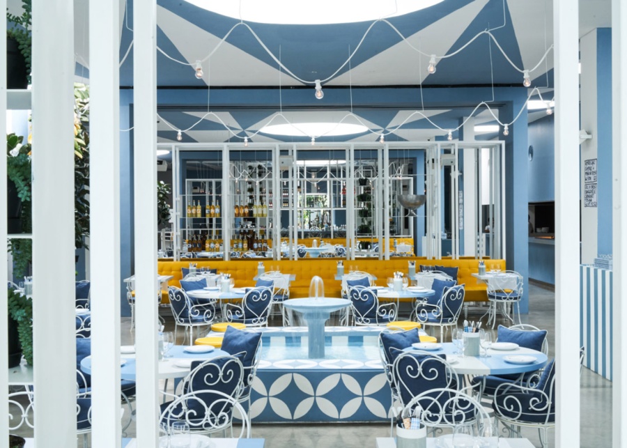 The indoor Capri courtyard at Da Maria restaurant and wedding venue in Seminyak, Bali, Indonesia