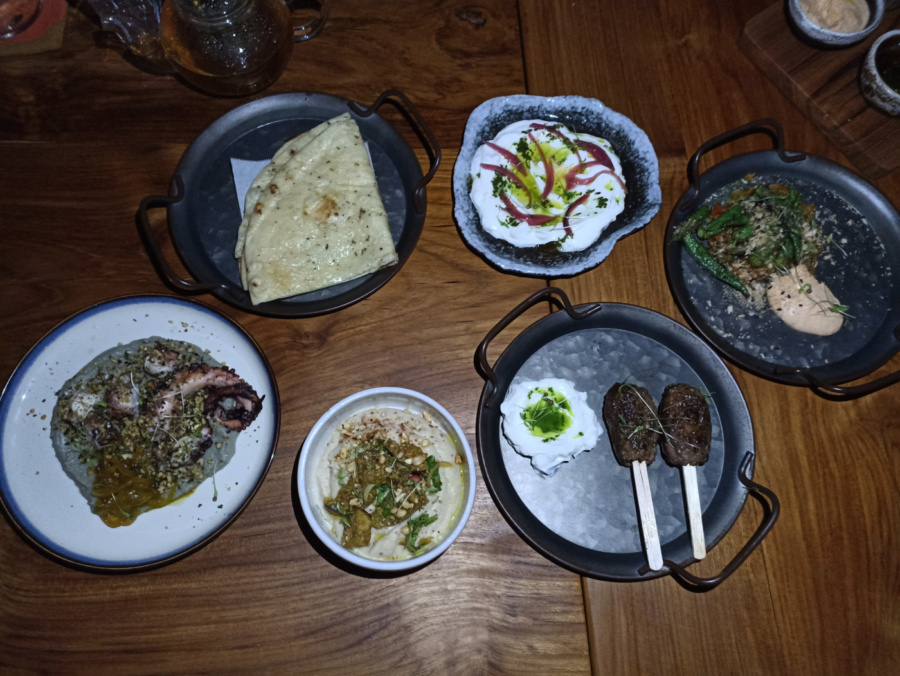 Sharing style Middle Eastern food at Sababa restaurant in Berawa, Canggu, Bali