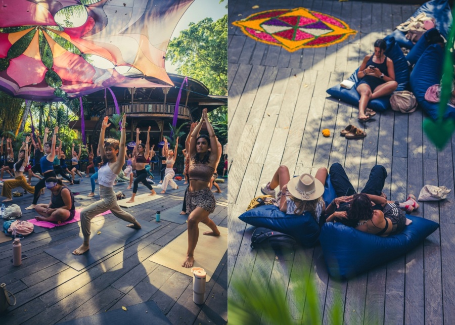 Group yoga class and hangout space at the yoga barn in Ubud, Bali, Indonesia