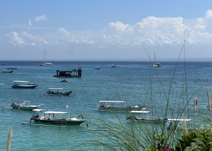 Boats sailing off the coast of Nusa Lembongan, Bali, Indonesia