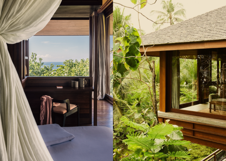 Luxury treehouse-style room at Lost Lindenberg beachfront hotel in Pekutatan West Bali surrounded by tropical jungle.