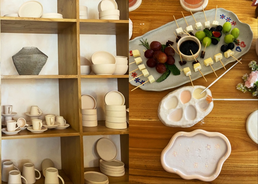 Clay pieces and cheese platter at Klay Bar Bali in Canggu - newly opened in 2025