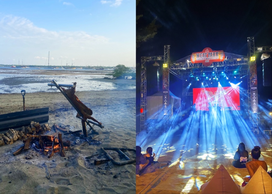 Smoked meats and live rock band performances at Bali Meat Park food festival in Sanur Bali, taking place every year