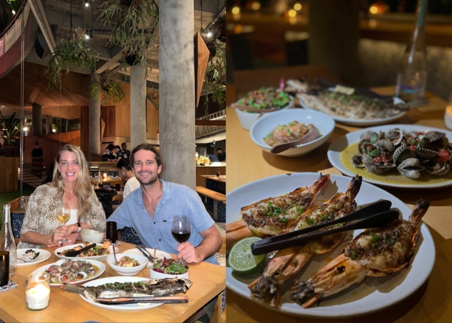 Dining at Ijen beachfront restaurant at Potato Head Beach Club in Seminyak Bali Indonesia