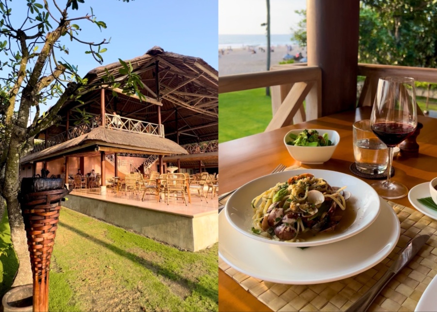 Food and views at La Lucciola beachfront restaurant in Seminyak Bali Indonesia
