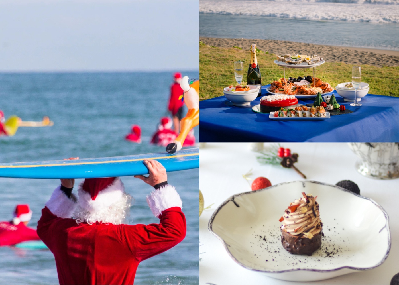 Collage of Christmas Day events in Bali, Indonesia