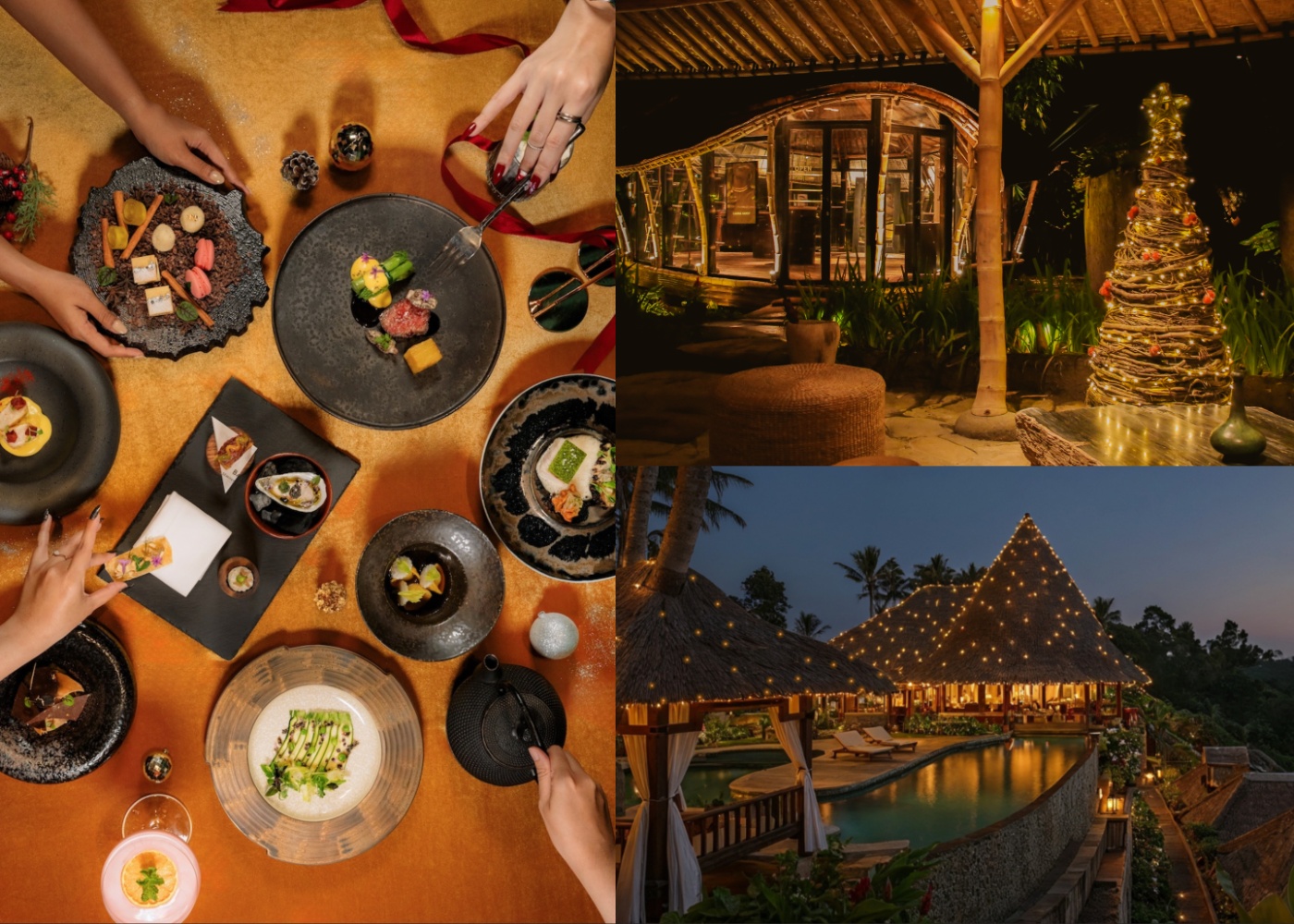 Collage of where to celebrate Christmas Eve in Bali, Indonesia