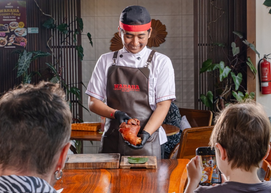 WAHAHA is Bali’s legendary pork restaurant where dinner comes with a show