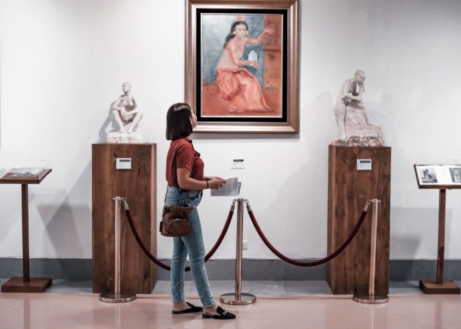 Painting and sculptures on display at Museum Pasifika in Nusa Dua, Bali, Indonesia