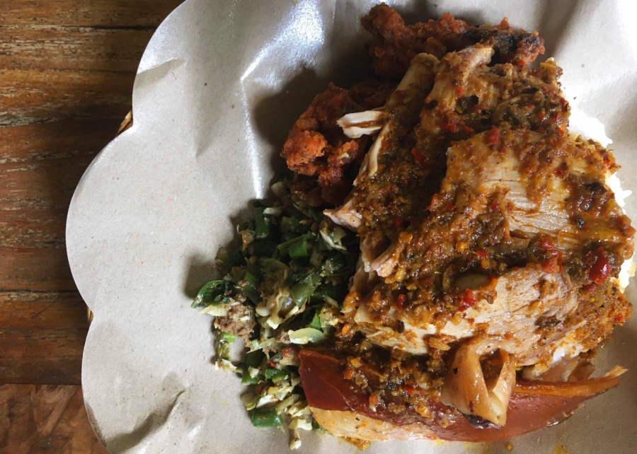 The famous Babi Guling at Warung Ibu Oka - a legendary local food stop in Ubud, Bali, Indonesia