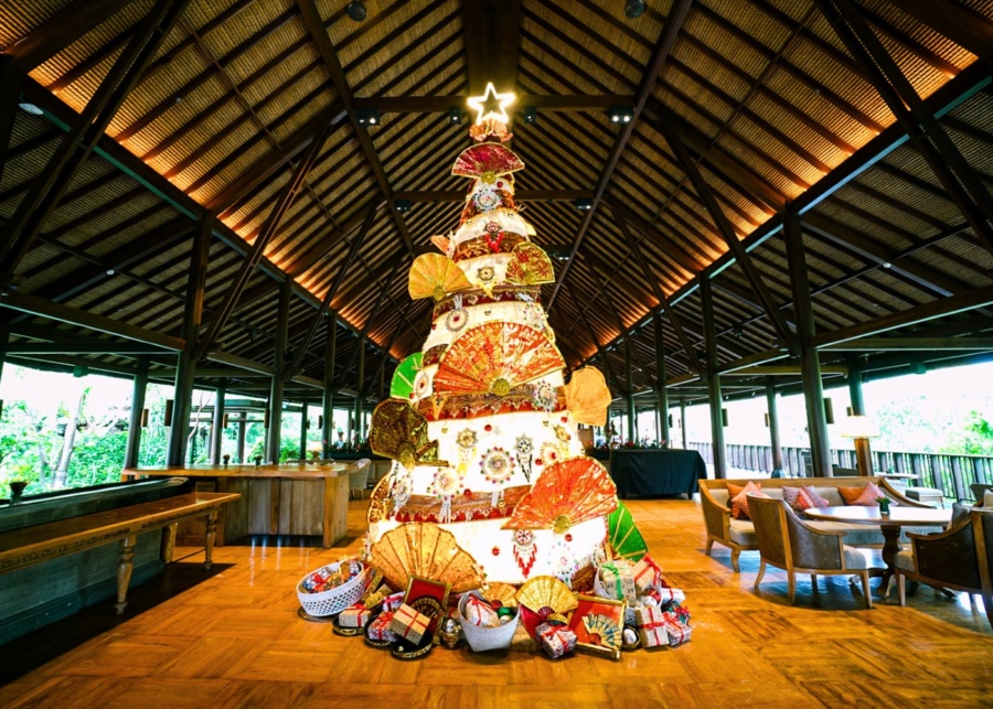 Christmas tree at Hyatt Regency Bali resort in Sanur, Indonesia