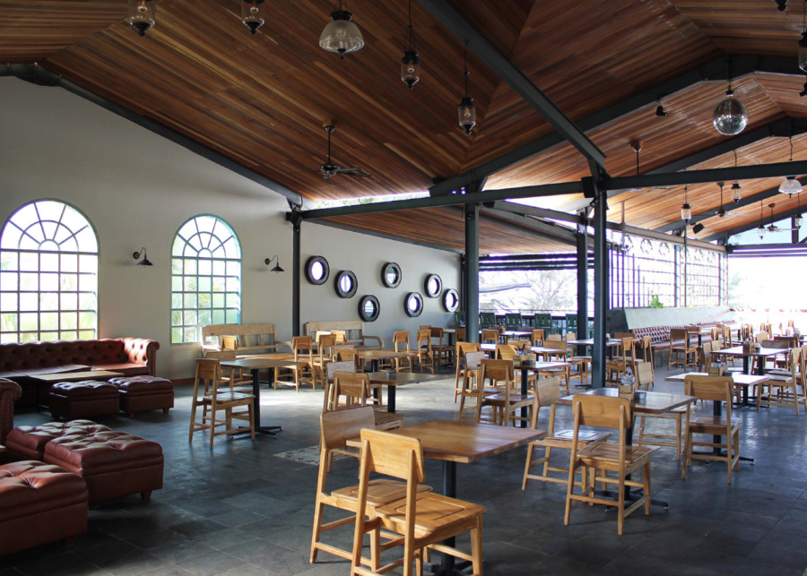 Indoor seating at Fat Cats Bar & Restaurant in Gili Trawangan, Lombok, Indonesia