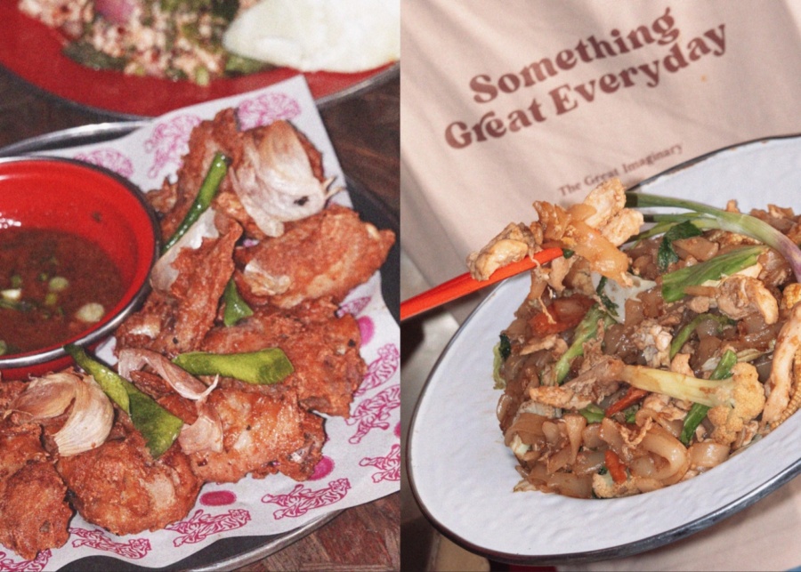 Deep fried pork and pad thai at 555 thai restaurant in Canggu, Bali, Indonesia