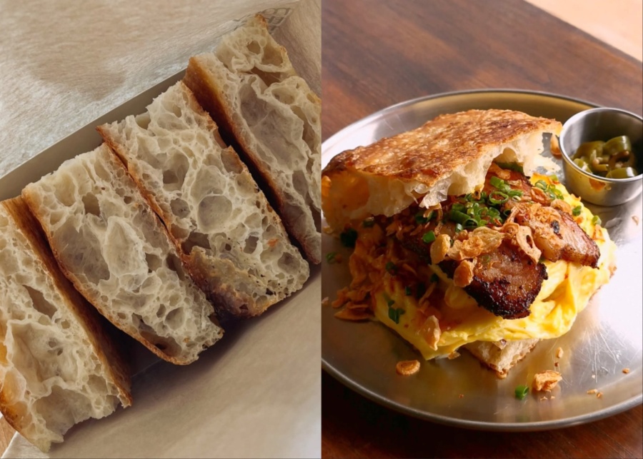 Focaccia bread and sandwich at Foci Bakery in Ubud, Bali, Indonesia