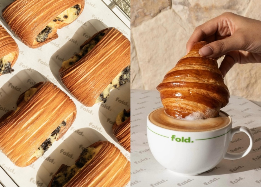 Swiss Danish, croissant and coffee at Fold bakery in Ubud, Bali, Indonesia