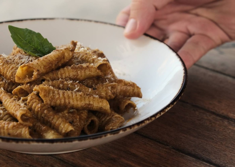 Pasta for dinner at Markisa Restaurant at Rawa Lombok Hotel in Kuta