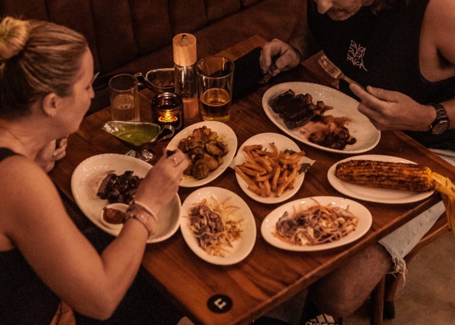 Steaks for dinner at Papi Sapi restaurant in Kuta Lombok, East Indonesia