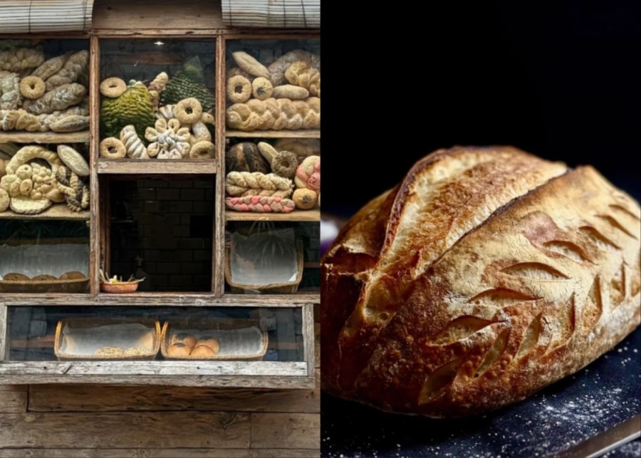Sourdough bread display at Roti Bohemia - viral bakery in Ubud, Bali, Indonesia