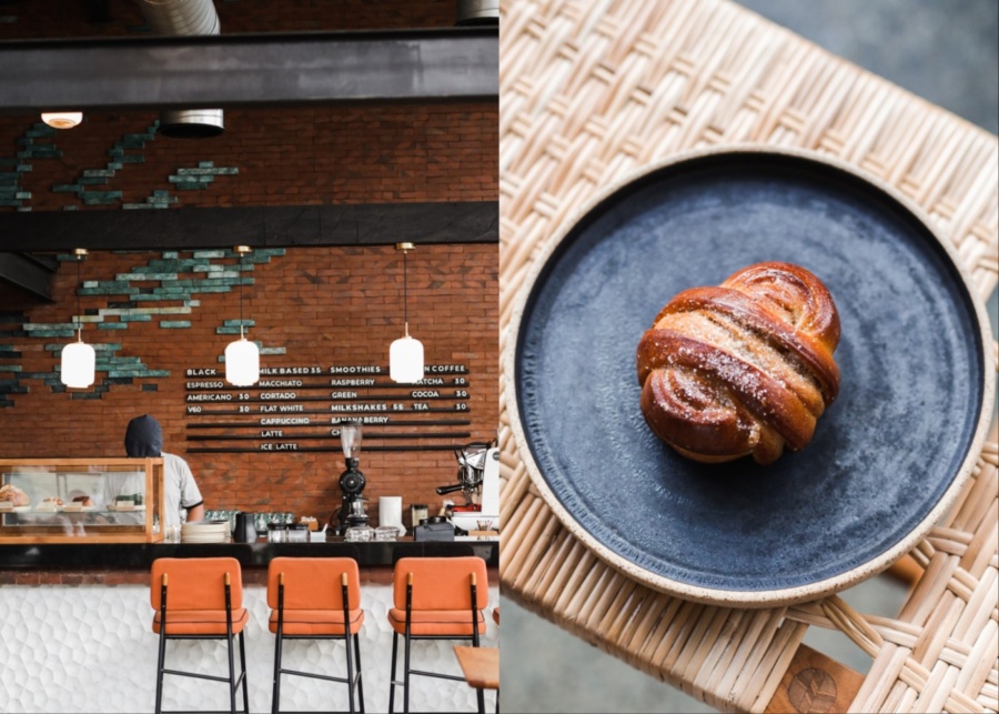 Coffee bar and pastry at Rusters cafe and bakery in Ubud, Bali, Indonesia