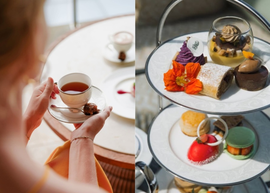 TWG tea, mousse, macarons and classic pastries and cakes at The Ritz-Carlton Lounge in Nusa Dua, Bali, Indonesia