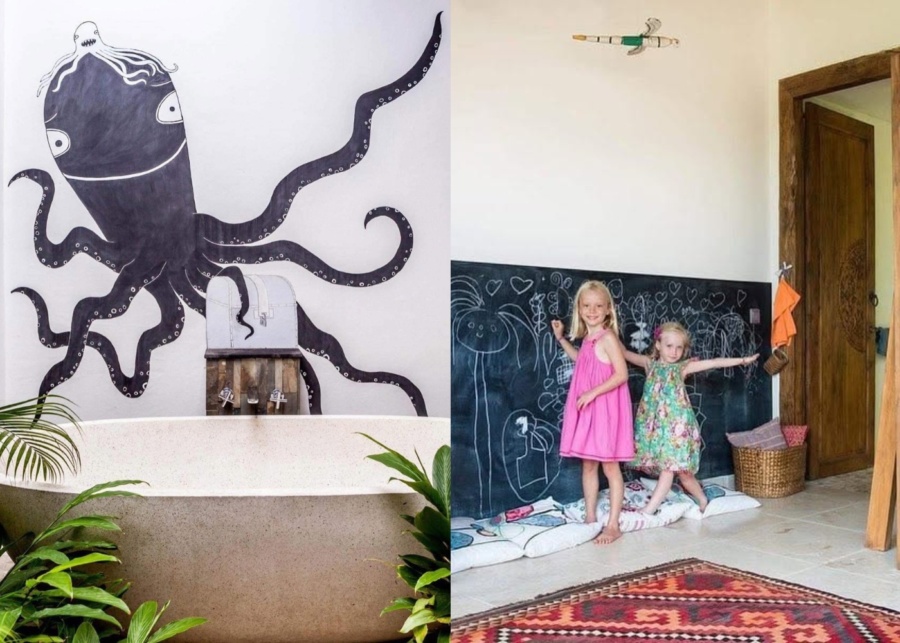 Kids bedroom with en-suite bathroom at The Sea Shanty - a family friendly villa in Jimbaran for school holiday in Bali Indonesia