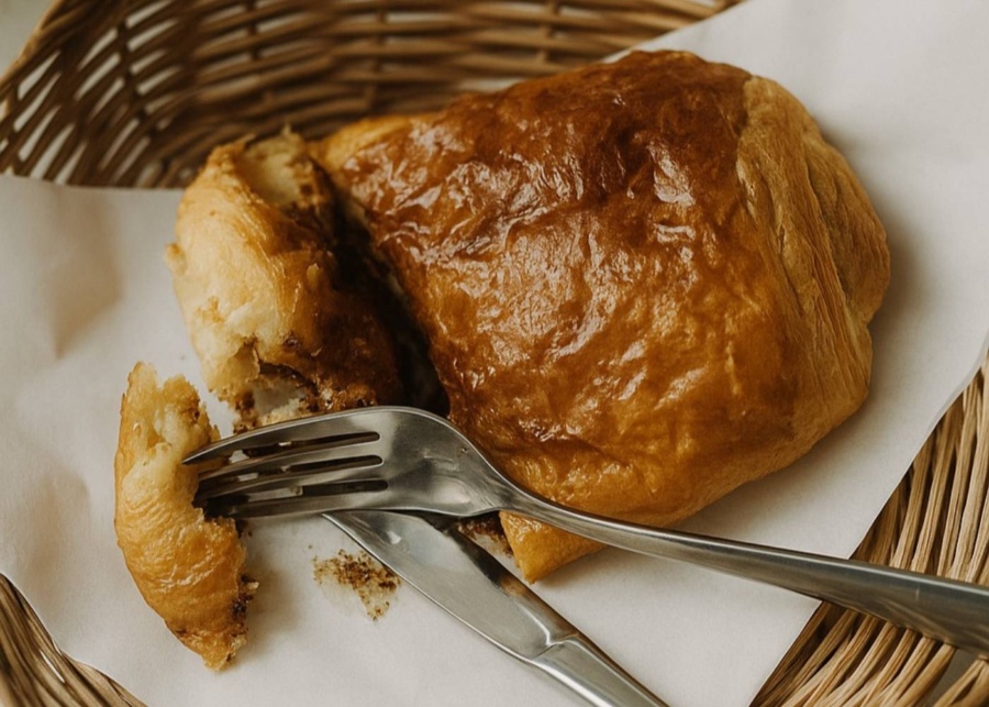 Vegan "beef" puff pastry at Warma - a vegetarian and vegan friendly bakery in Ubud, Bali, Indonesia