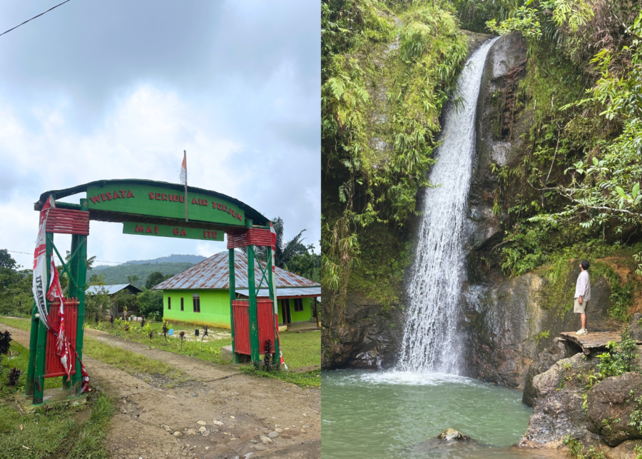 The gate and the scenic view of Wisata Seribu Air Terjun Labuan Bajo, NTT, Indonesia