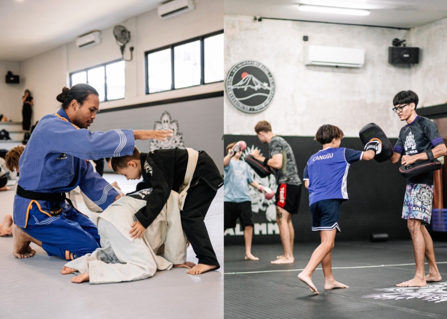 Kids Brazilian Jiu Jitsu and pad work at Bali MMA in Canggu