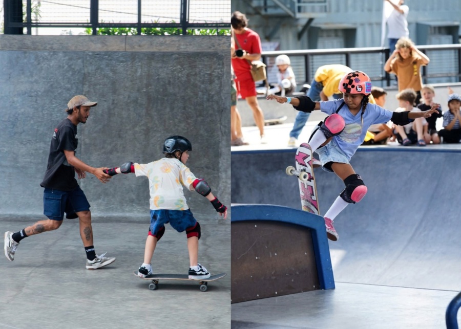 Skateboarding lesson at Amplitude Skatepark in Canggu - best thing to do in Bali with kids
