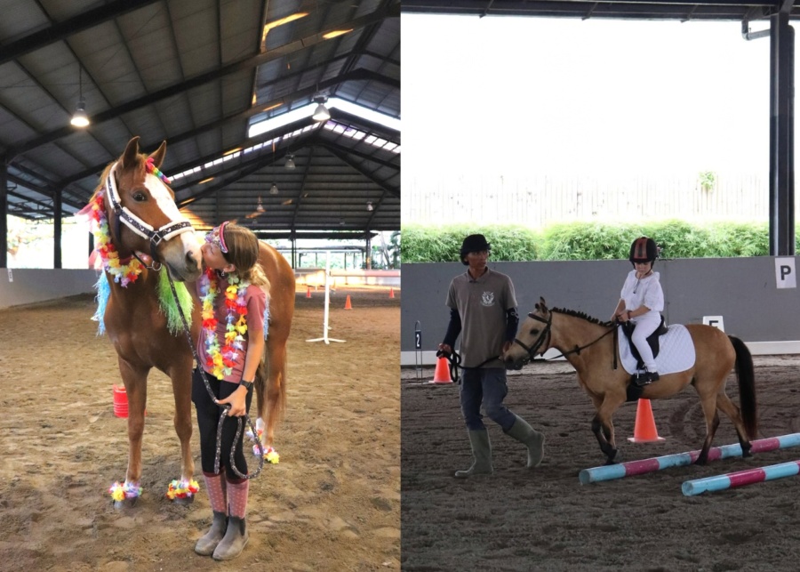 Pony ride and horse riding lesson for kids at Bali Equestrian Centre near Canggu