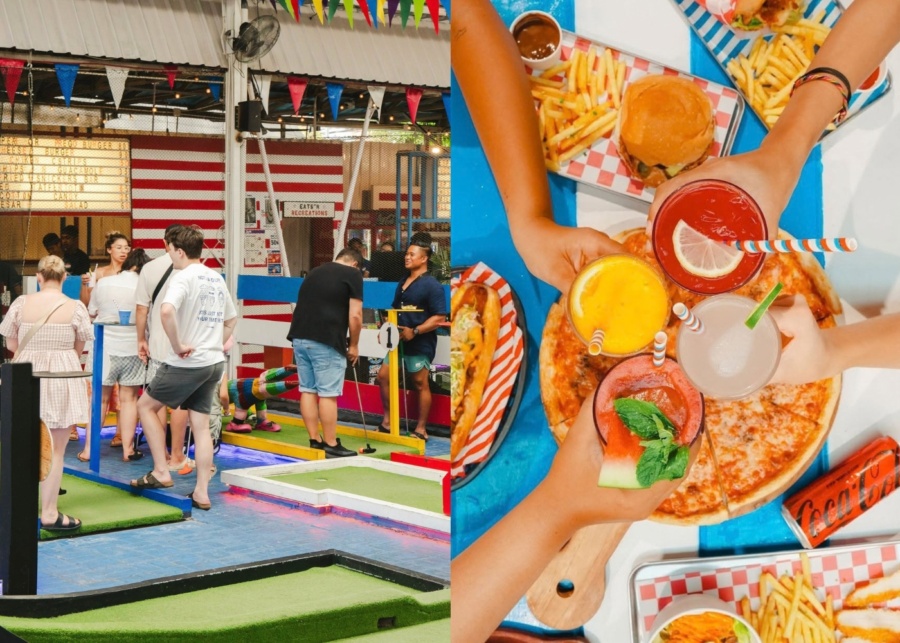 Pizzas and burgers, and mini-golfing at Shooters Bali in Seminyak