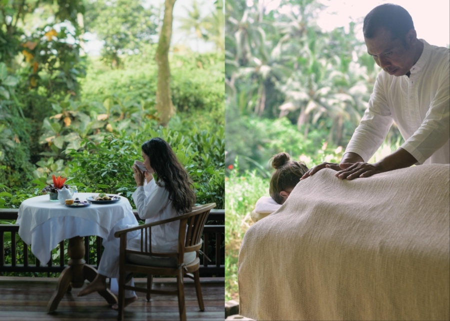 healing food and massages at Oneworld Ayurveda wellness retreat in Ubud, Bali, Indonesia