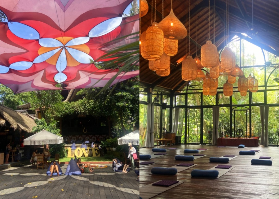 Cafe and studio at The Yoga Barn, with daily classes and workshops in Ubud, Bali, Indonesia