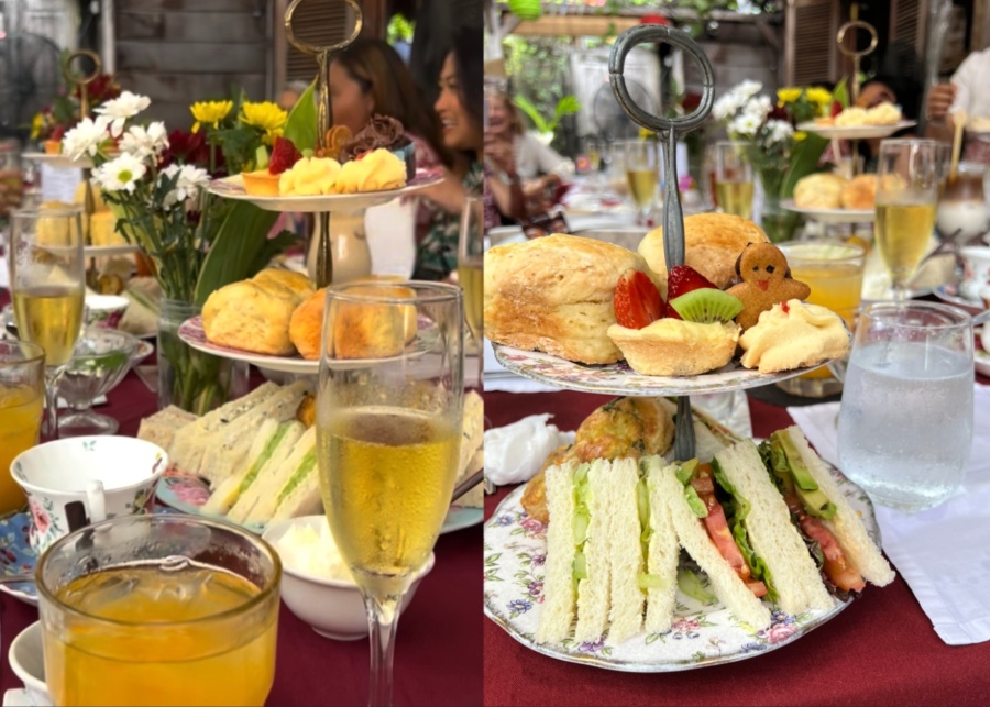 Afternoon tea and champagne at Biku cafe in Seminyak, Bali, Indonesia