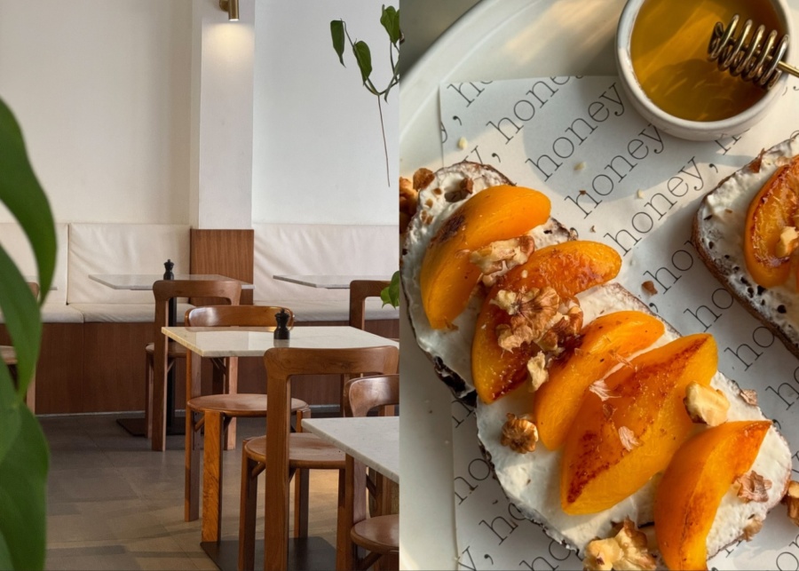 Food and interiors at Honey Kitchen cafe in Pererenan, Canggu, Bali, indonesia