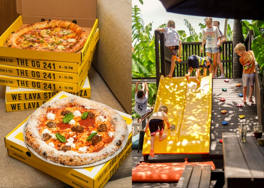 Milk and Madu Berawa cafe and family friendly restaurant with playground in Bali, Indonesia