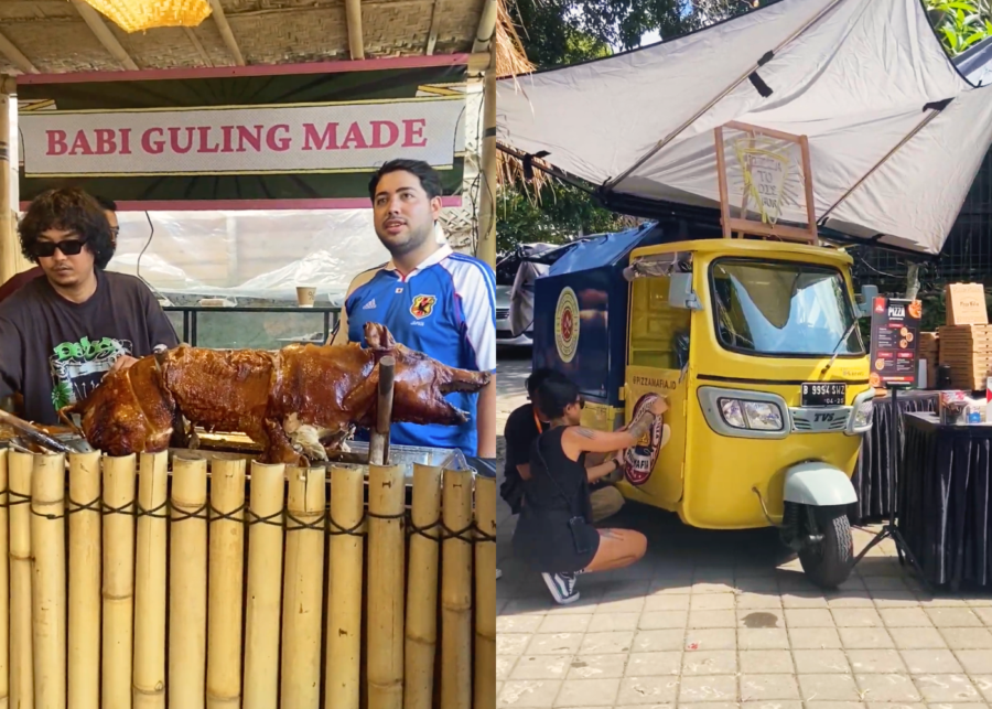 Babi Guling and Pizza food stalls at Ubud Food Festival 2025, Bali Annual Event